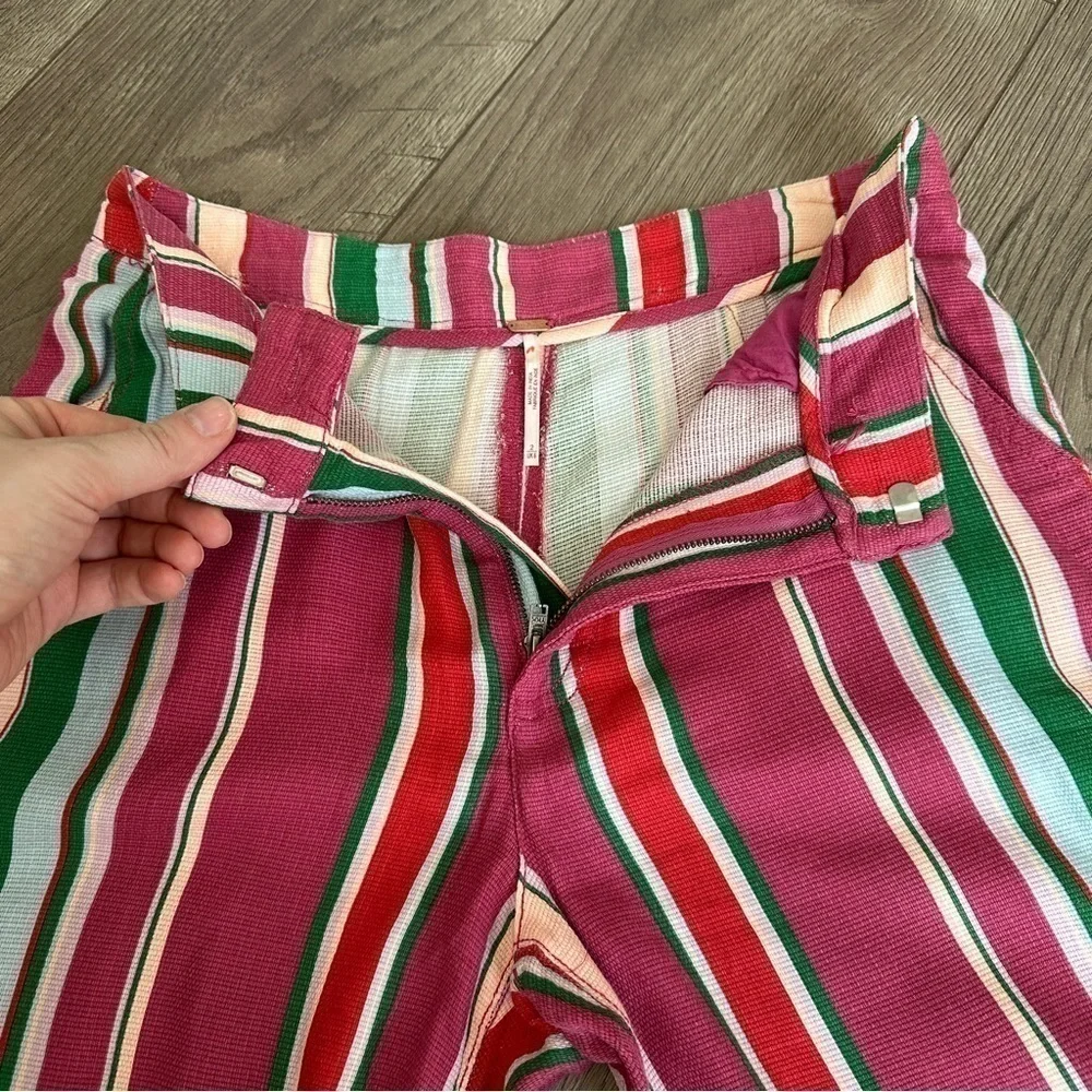 Free People La Paz Crop Flare Striped Pants size 2